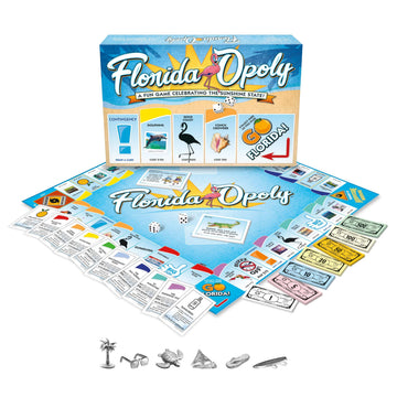 Late for the Sky Florida-Opoly Board Game - Florida property trading family strategy for 2-6 players, ages 8+, party game night, educational travel