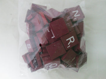 Maroon Wood Letter Tiles Set 100 Tiles ~ Game Replacement, Scrapbooking, Crafts, Messages, Etc.