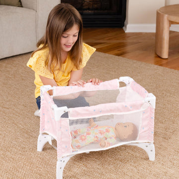 My Baby Doll’s Travel Crib - Foldable Baby Doll Bed with Mesh Sides & Mattress - Portable Toy Crib for 18-22 Inch Dolls
