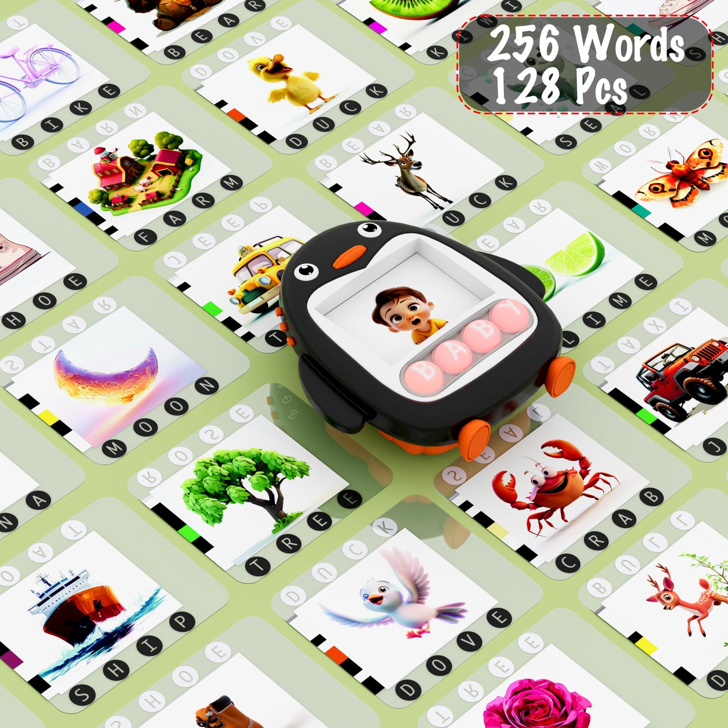 COOVA Word Pop & Talking Flash Cards for Kids Ages 4-8, pop it ABC & Spelling, Matching Letter Game, Sight Words Flash Cards Kindergarten & 1st Grade