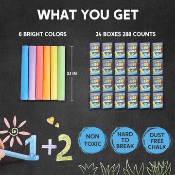 JOYIN 288 Counts Mini Chalk Set for Kids, Non-Toxic Chalks for Boys Girls 3+, School Supplies for Teachers, Goody Bag Fillers, Small Packs Sidewalk