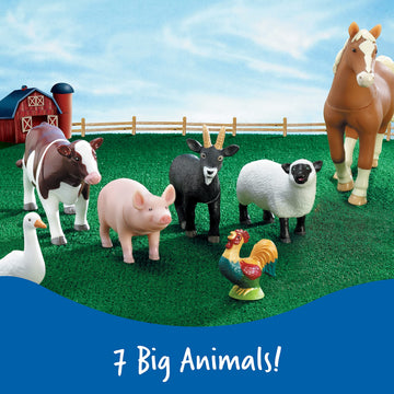 Learning Resources Jumbo Farm Animals - Horse Cow Sheep Chicken Goat Figurines, Barn Toys, Fine Motor Skills, Toddler Educational Playset, Montessori
