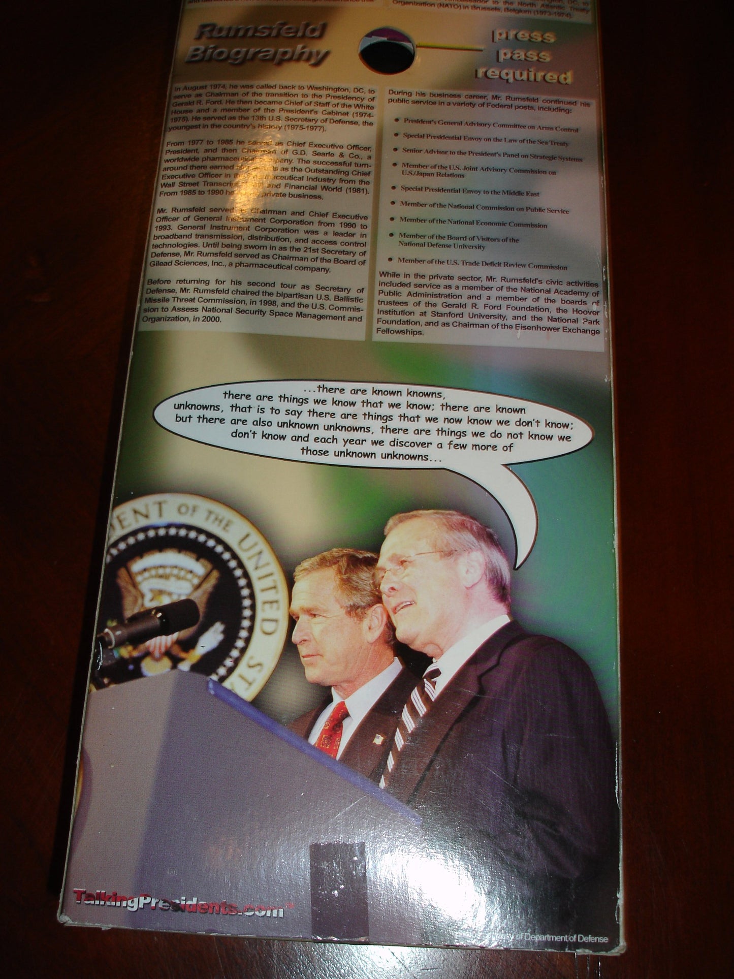 Donald Rumsfeld Talking 12" Doll Rummy