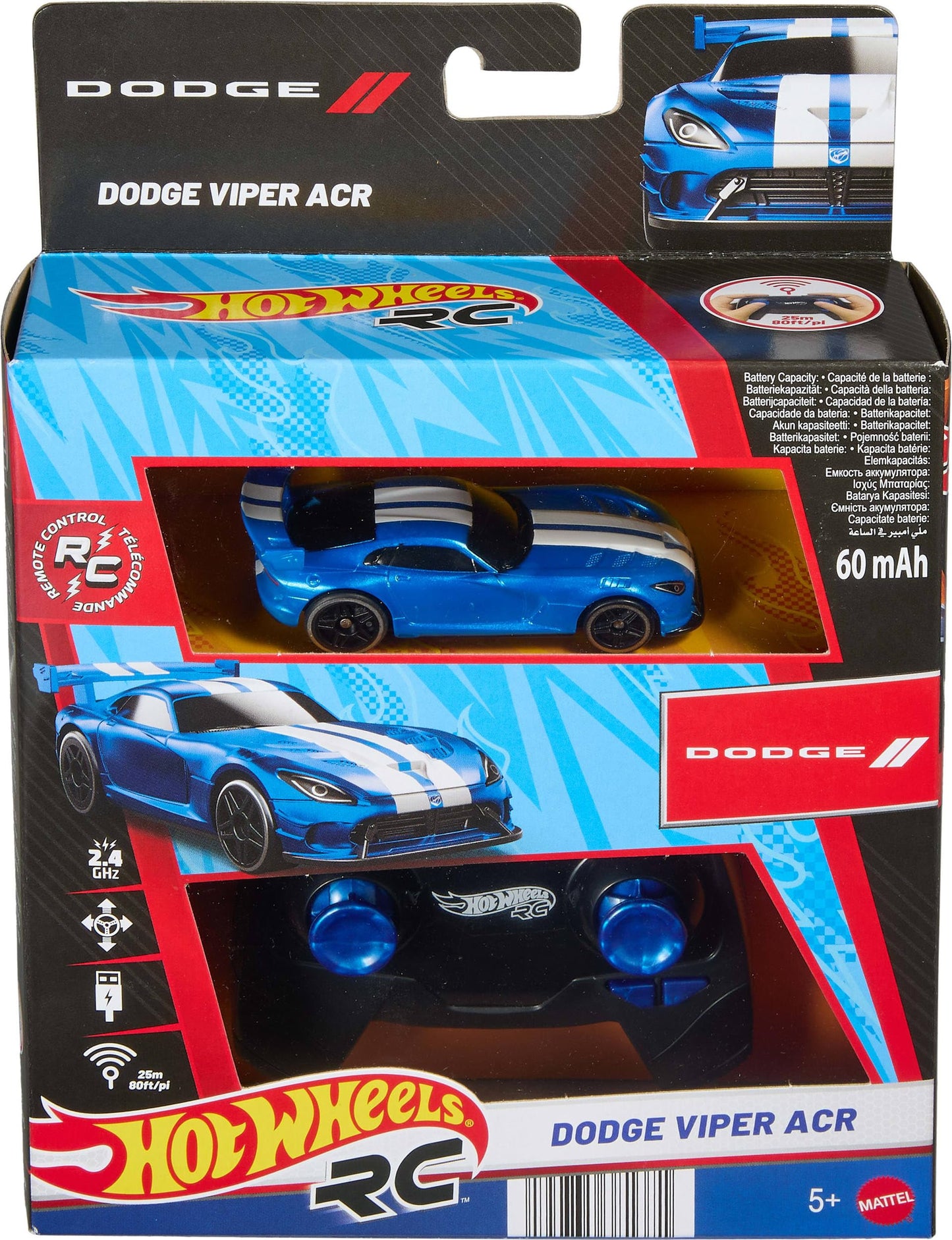 Hot Wheels 1:64 Scale RC Dodge Viper ACR, Remote-Control Toy Car