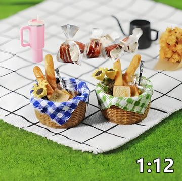 2Pcs Miniature Drink Cup & Toast Set - Realistic 1/12 Scale Dollhouse Tumbler with Detachable Lid & Straw, Pink, for DIY Dollhouse, Fairy Garden