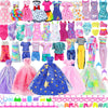 MCZQXW 65 Pcs Doll Clothes and Accessories, 5 Fashion Dresses, 3 Wedding Gowns, 4 Outfits Top & Pant, 3 Swimsuits Bikini, 5 Slip Skirts, 20 Hangers