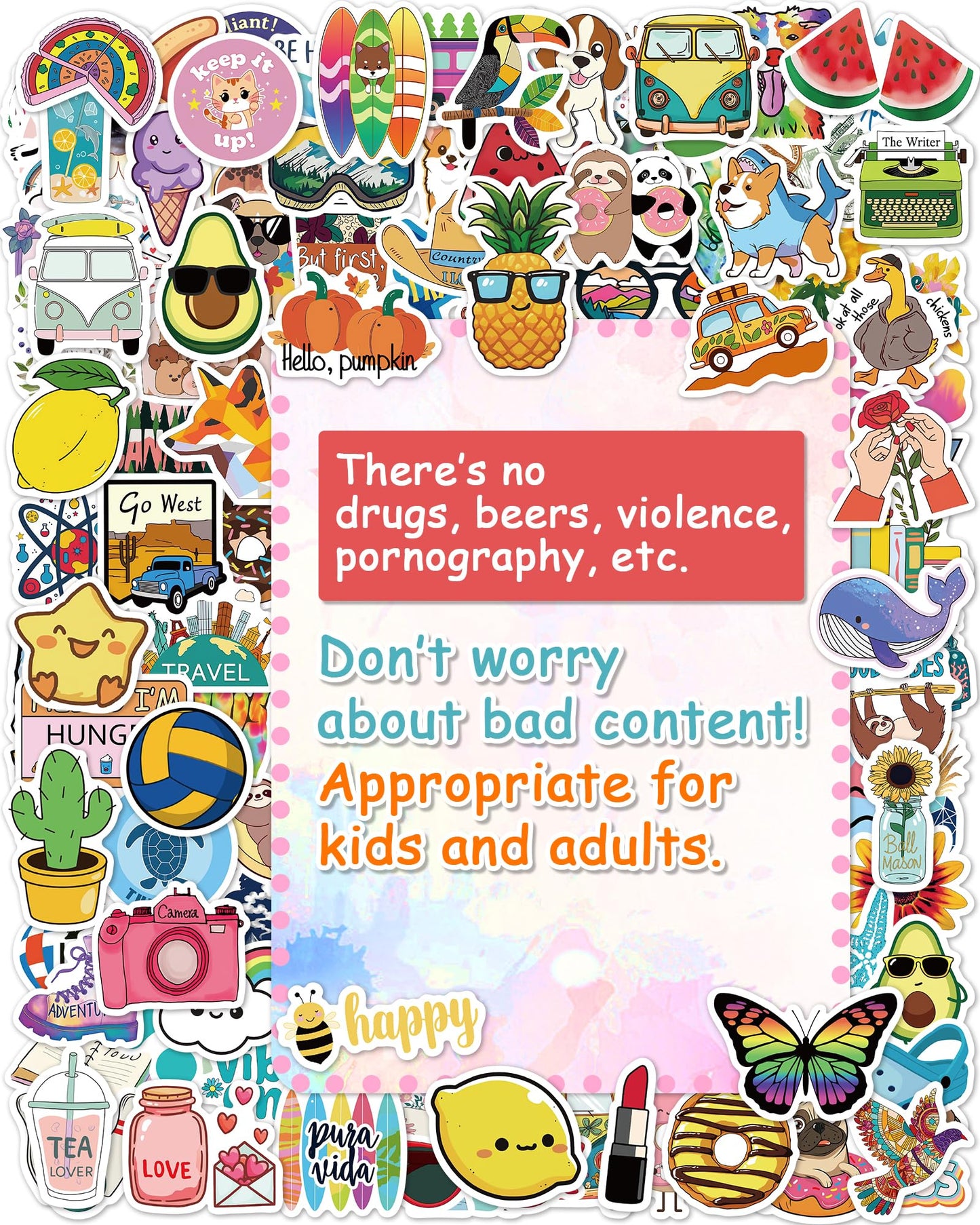 Sticker for Water Bottles, 400 Pcs/Pack Cute Vinyl Waterproof Vsco Laptop Stickers for School Students Gifts Classroom Teachers Prizes Stickers