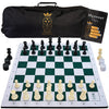 Mynnnat Professional Chess Set, Thick Tournament Roll up Board and Pieces with Travel Bag, Checkers and Unique Booklet for Chess Training - White