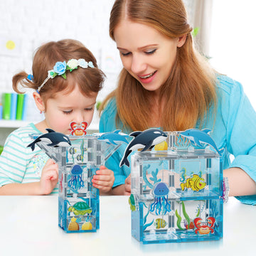 PicassoTiles 26 Piece Magnetic Tiles, Ocean Marine World STEM Set Ages 3+