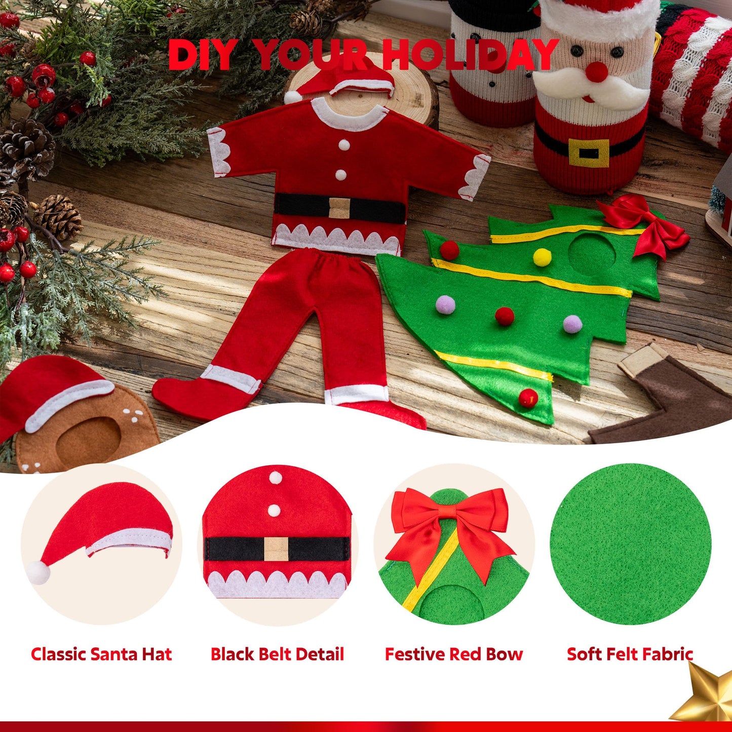 JOYIN 5 Pcs Christmas Doll Costume Set, Xmas Doll Accessories Outfits, Design for Snowman, Gingerbread Man, Christmas Tree, Reindeer and Santa