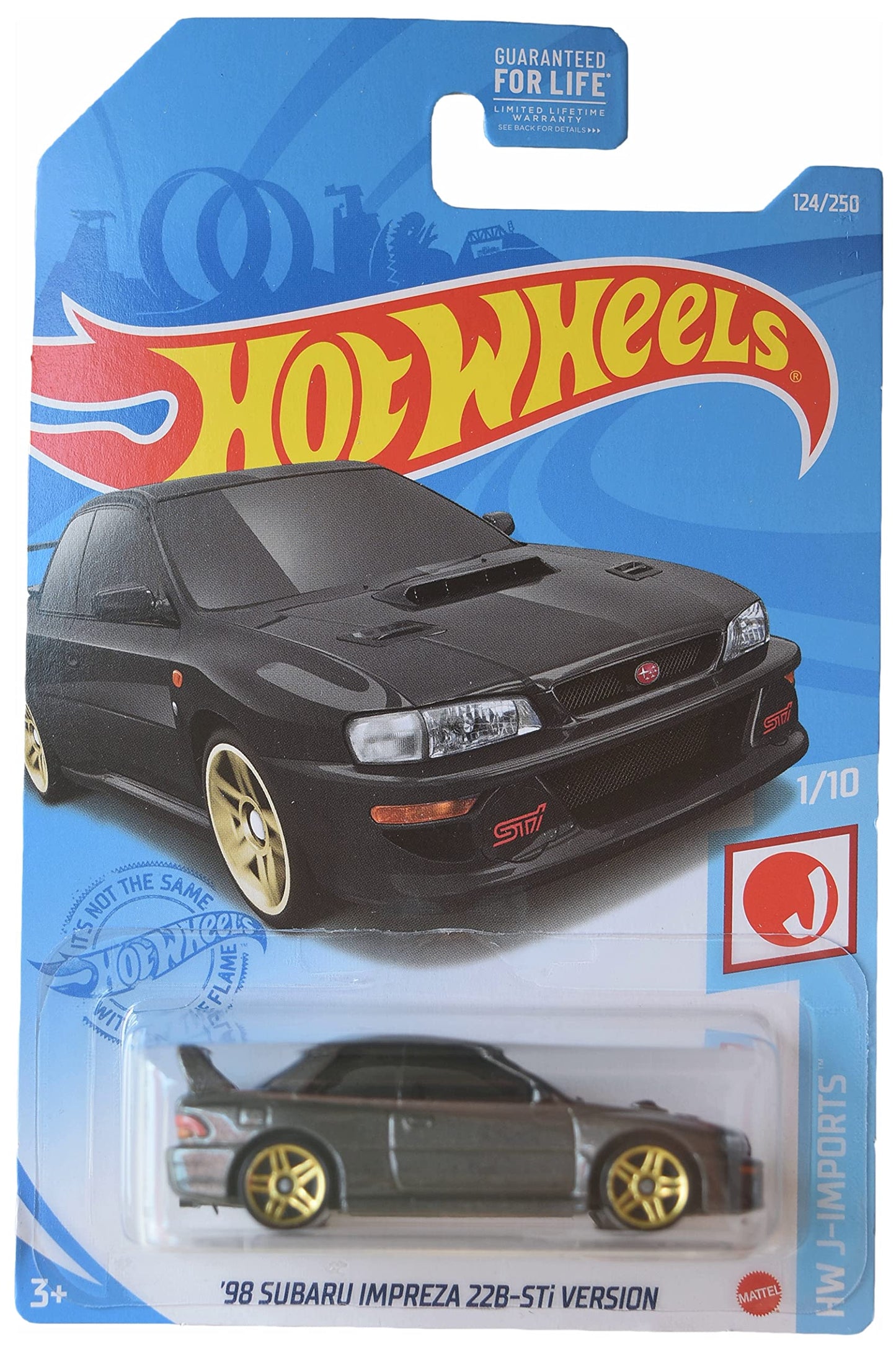 Hot Wheels '98 Subaru Impreza 22B-STi Version, 1:10 Scale Die-cast Car, 124/250 J-Imports, Adult Collectors, Male, Car Enthusiasts