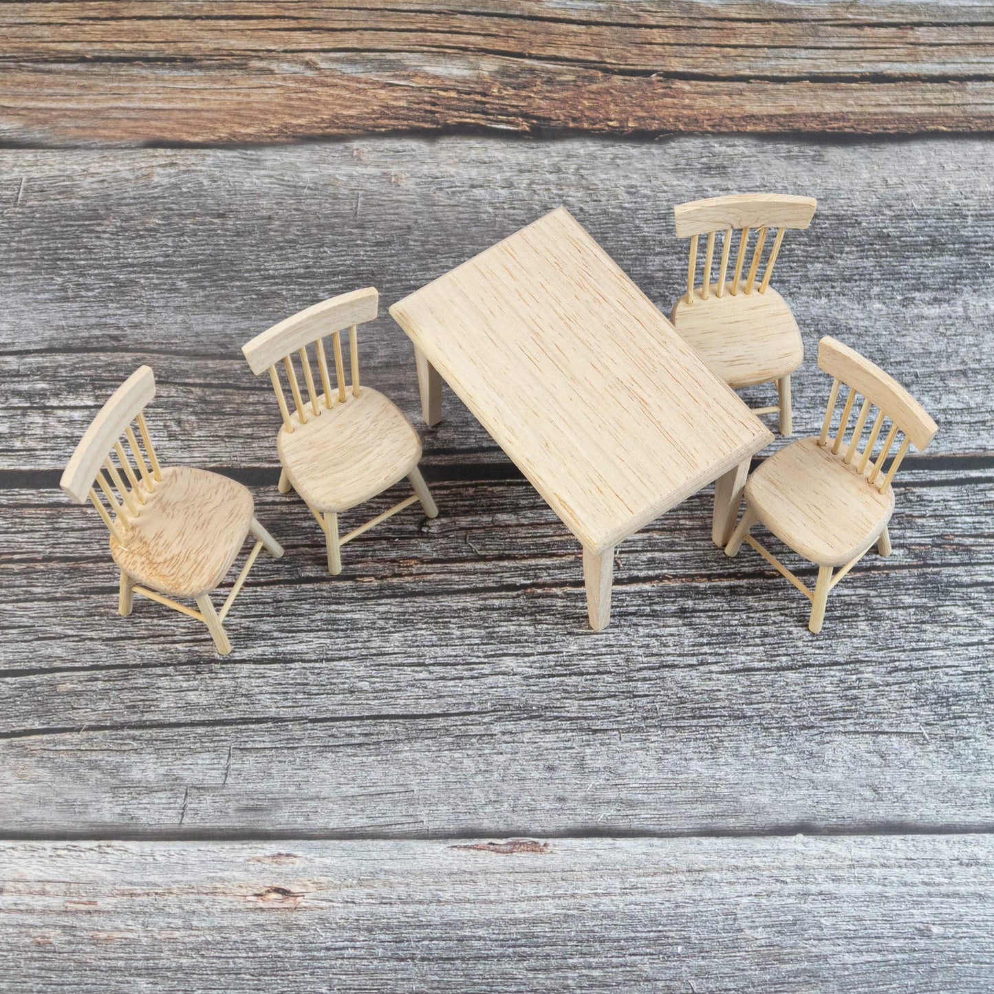 AUEAR, 5 Pack 1 12 Miniature Dining Table Chair Wooden Furniture Accessories Set