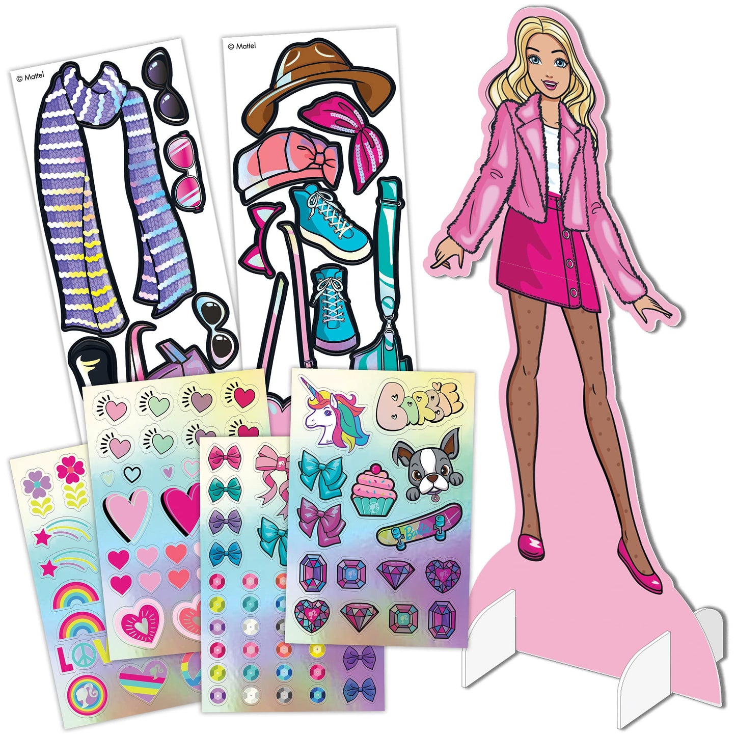 Barbie Sparkle Magnetic Activity Set - 20? Magnetic Dress-Up Doll with Mix-and-Match Outfits & Sparkle Stickers, Creative Play for Kids