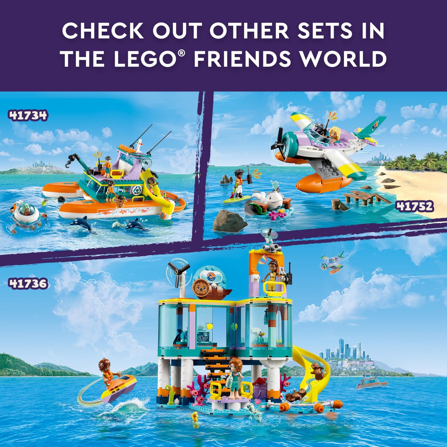 LEGO Friends Sea Rescue Center 41736 Building Toy for Ages 7+, with 3 Mini-Dolls, 2 Otters, a Seahorse, Turtle and Water Scooter, a Great Birthday
