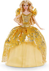 Barbie Signature 2020 Holiday Barbie Doll (12-inch Blonde Long Hair) in Golden Gown, with Doll Stand and Certificate of Authenticity, Gift for 6 Year
