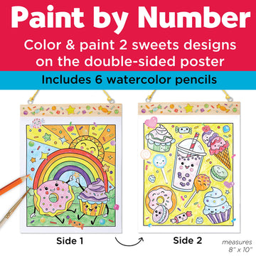 Faber-Castell Paint by Number Sweets - Kids Watercolor Paint by Number Craft (Ages 6+)