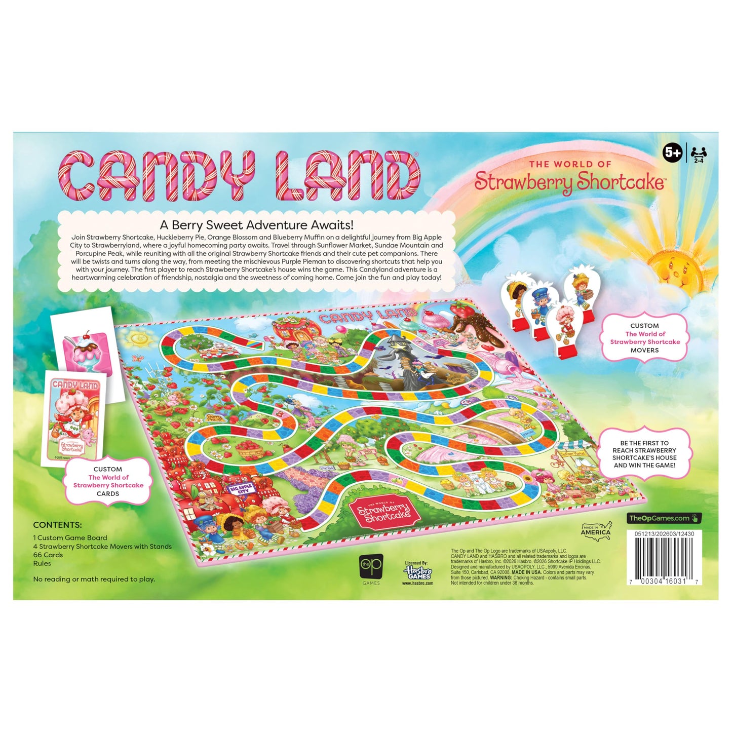 Candy Land: Strawberry Shortcake, Classic Board Game for Kids & Family, Nostalgic Adventure Color Matching Path, Featuring Iconic Characters