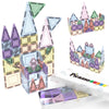 PicassoTiles 50PC Magnetic Tiles Travel Set Nano + Original Size Construction Building Block 2-in-1 Tile Collection with Tin Box Storage Case