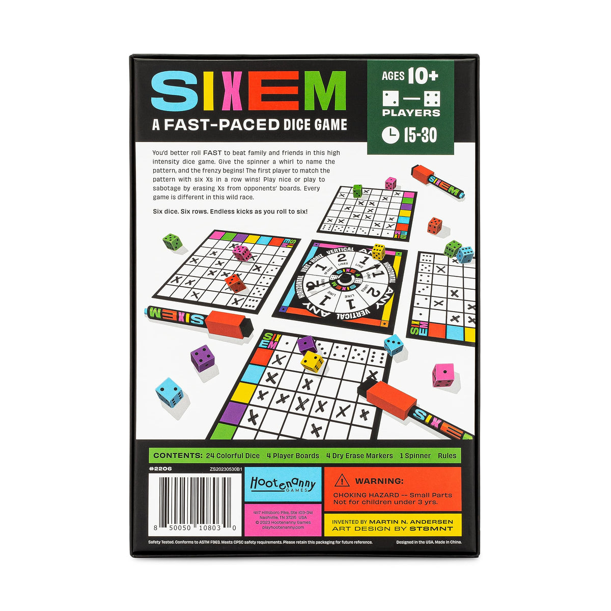 Hootenanny Games Sixem Dice Game, Speed, Strategy & Sabotage, 2-4 Players