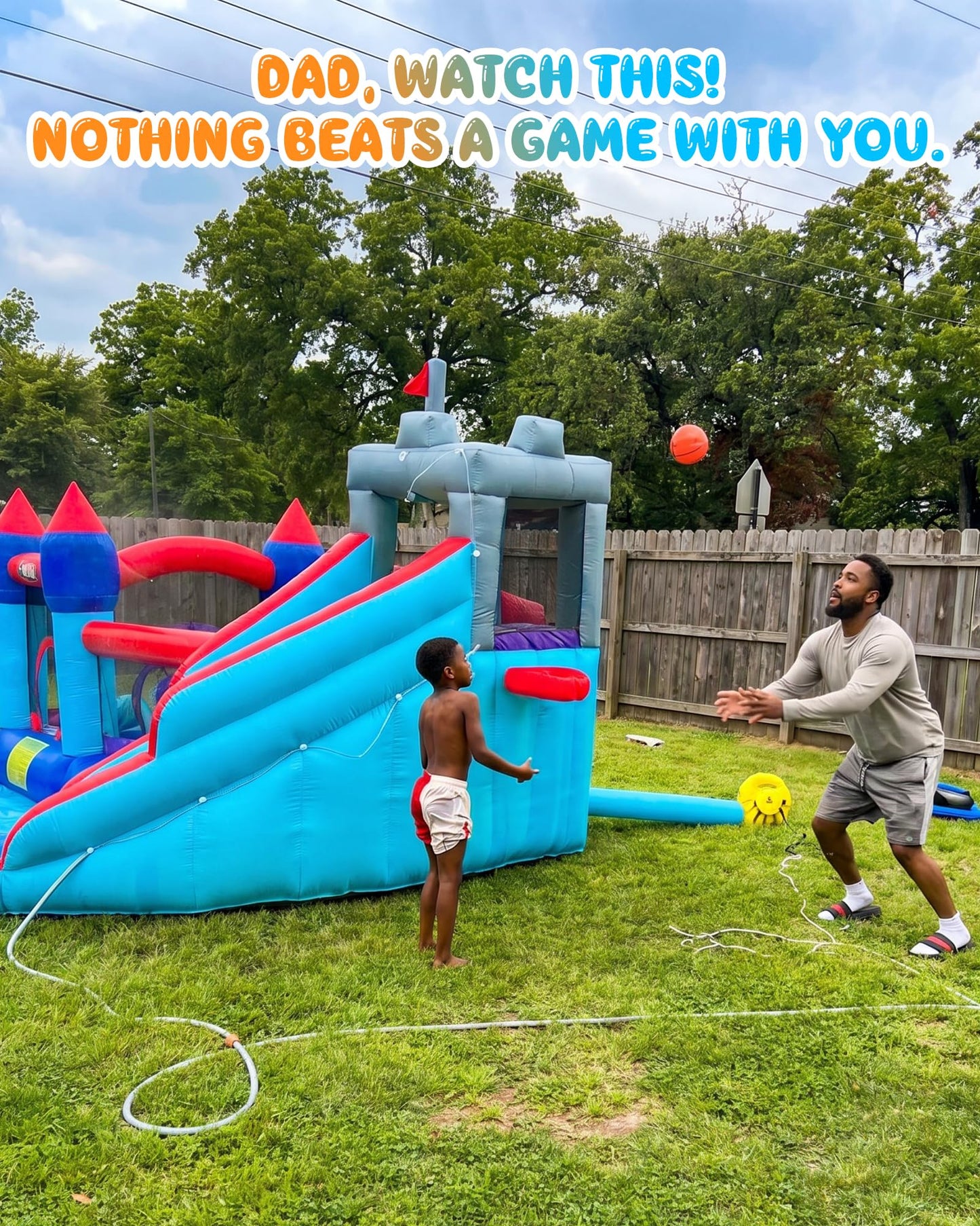 Whubefy 13FT Classic Inflatable Bounce House Water Slide Park for Kids 3-8