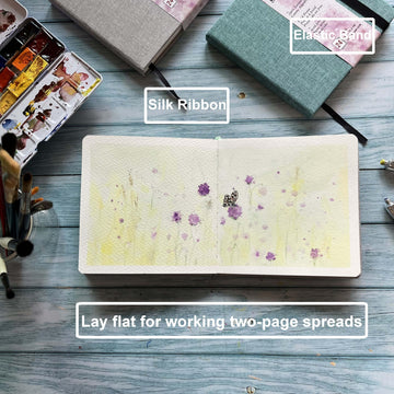 tumuarta Watercolor Sketchbook, 140 LB, 300 GSM, 100% Cotton Paper, Cold Press, 24 Sheets, 48 Pages, Watercolor Journal for Use As Travel Notebook