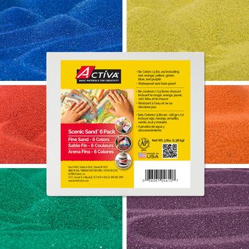 Activa Scenic Colored Sand 6-Pack, 3lb (1.36 kg) | Vibrant, Fine Grain Colorfast Sand for Arts & Crafts