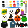 JOYIN 12 pcs Halloween Wooden Painting Crafts Kit, Creativity Painting Kit Includes 2 Color Pens for Kids Paint Gift, Family Activities Party Favor