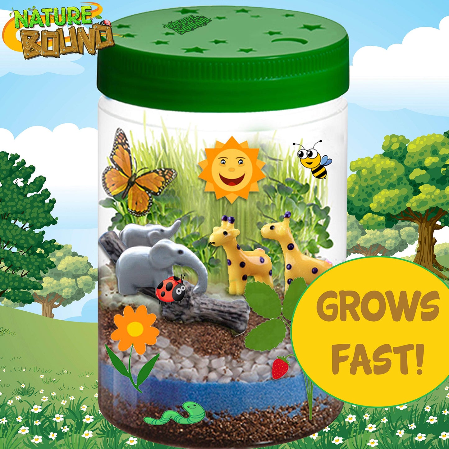 Nature Bound Light-Up Terrarium Kit with LED Light for Kids - Includes Puppy Animal Theme - STEM Science Kit for Boys & Girls - Plant Gardening Gifts