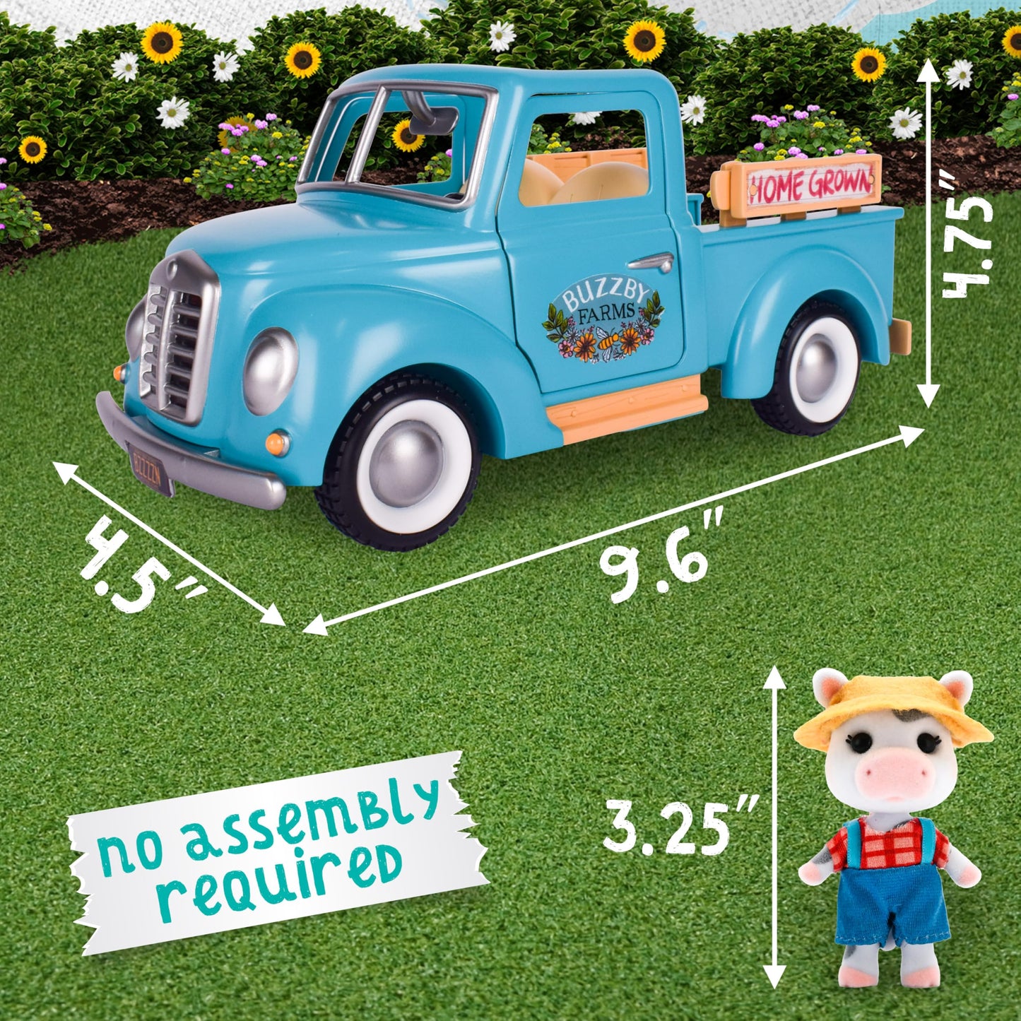 Honey Bee Acres Buzzby Farm Truck Vehicle with Miniature Doll Figure, 10 Pieces, Ages 3+