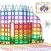 Everplay 140 pc Castle Rocket Magnetic Tiles with Car Set Building Block Toys STEM Educational Learning Magnet Toy Preschool Montessori Boys & Girls