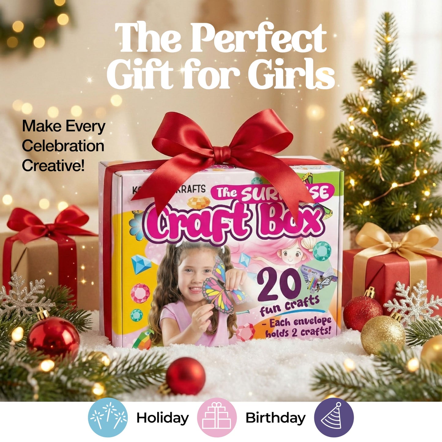 20 Arts & Crafts Kit for Girls - The Surprise Craft Box, All-Inclusive DIY Craft Set with 20 Fun Projects, Individually Packaged, Easy Step-by-Step
