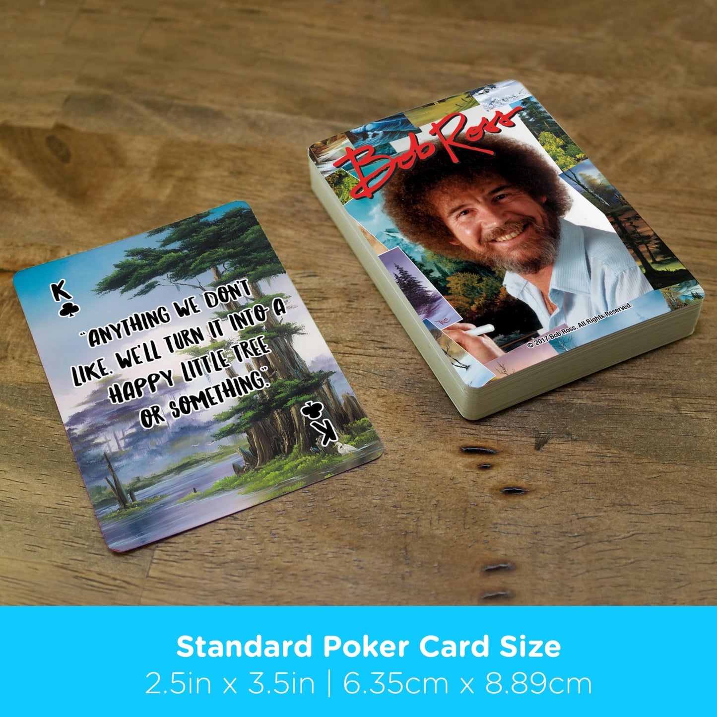 AQUARIUS Bob Ross Quotes Playing Cards Standard Size - Themed Novelty Deck with 52 Unique Painting Designs - Collectible Merchandise Gift for Teens