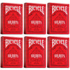 Bicycle Playing Cards 6 Deck Rider Back Red Hearts Collector's Bundle | 6 Decks Playing Cards with Highlighted Cards and Rules for the Game of Hearts.