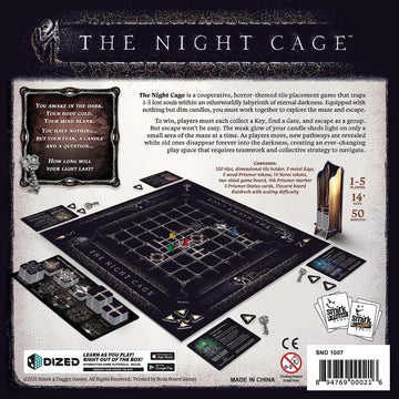 The Night Cage by Smirk and Dagger | Cooperative Candlelit Horror Strategy Game | Tile Laying Labyrinth Escape Adventure | for 1 to 5 Players | Ages