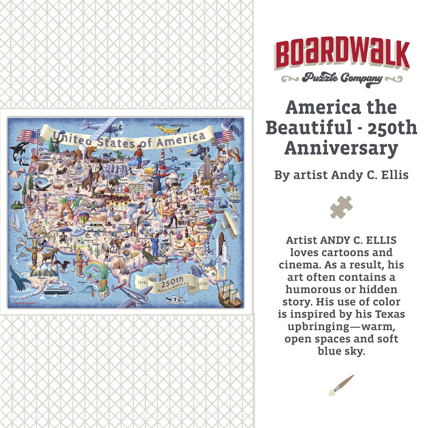 Boardwalk 100 Piece Jigsaw Puzzle 250th Anniversary 4th of July Patriotic Summer Premium Puzzles for Adults and Family 16"x20" - America the Beautiful