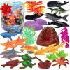 Ocean Animal Toy Figures Set (30PCS)- Marine Life Sea Creatures Playset with Sharks, Dolphins, Turtles, Crabs & More- Kids Educational Toys, Bath