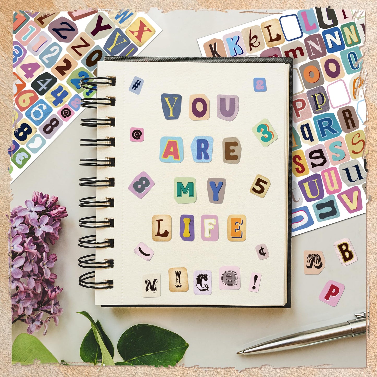1488PCS Vintage Letter Stickers, 1Inch Magazine Alphabet and Number Stickers, Retro Vinyl Self-Adhesive Sticker Letters for Scrapbook Journaling DIY