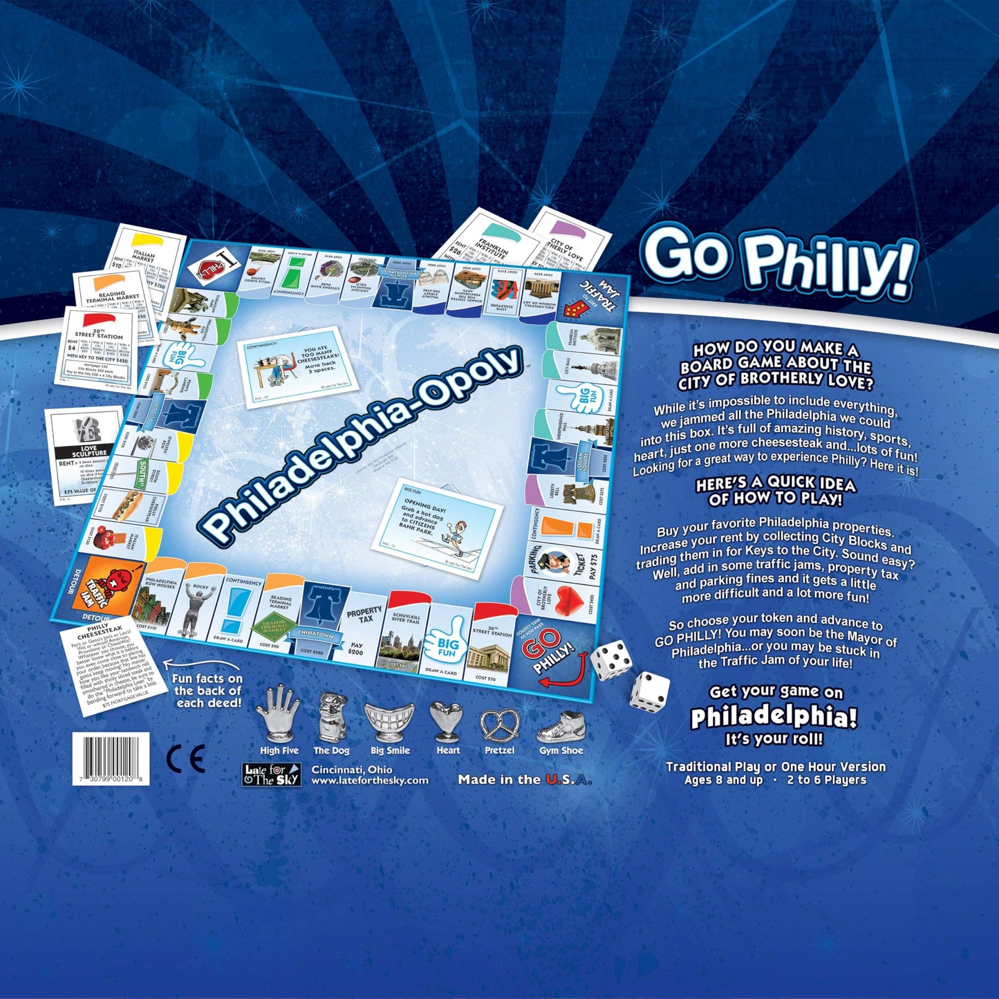 Late for the Sky Philadelphia-Opoly Board Game - Philadelphia Property Trading Game for 2-6 Players, Family City Edition with Landmarks