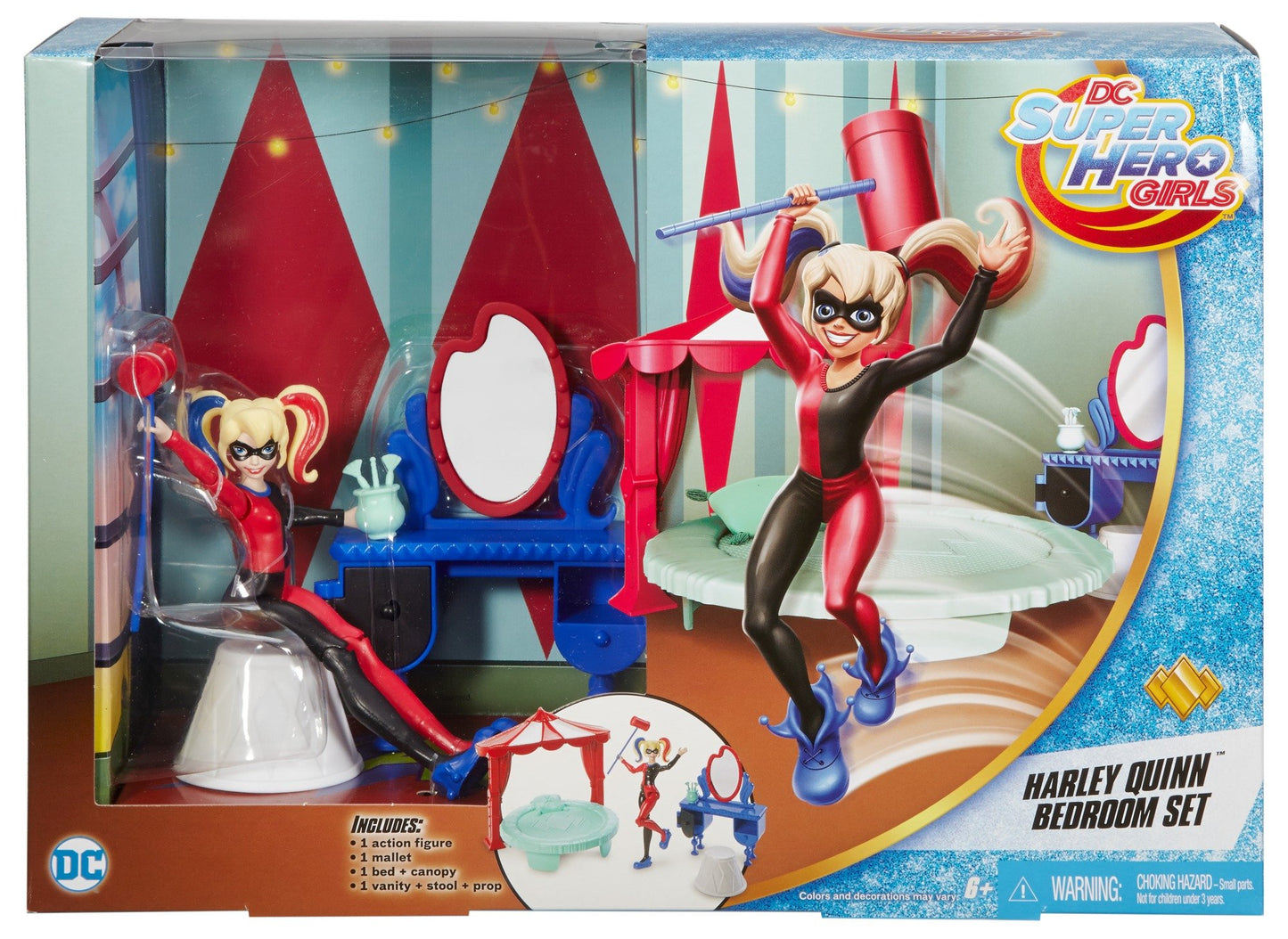 DC Super Hero Girls Poison Harley Quinn Figure Bedroom Set, 6"