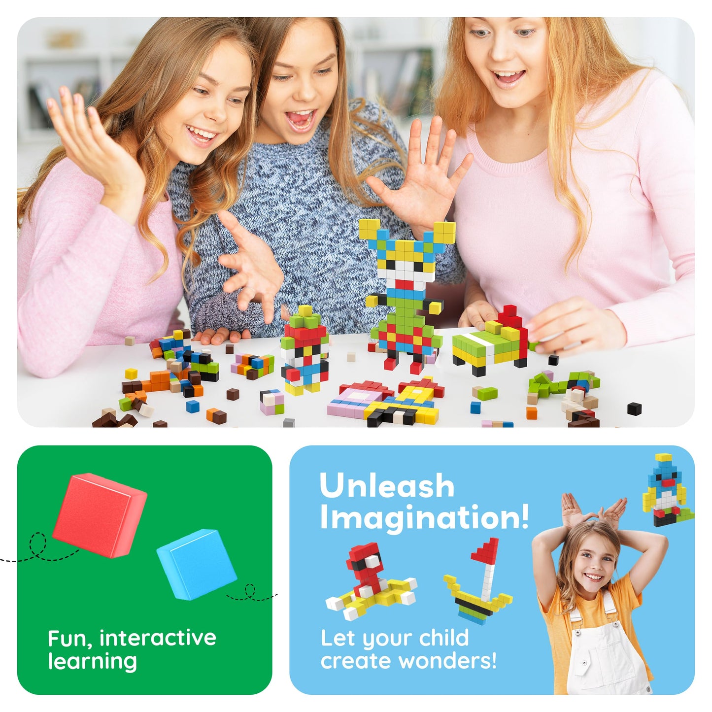 PicassoTiles 100pcs 0.5” Pixel Magnetic Puzzle Cube Mix & Match Cubes Sensory Toys STEAM Education Learning Building Block Magnets Children