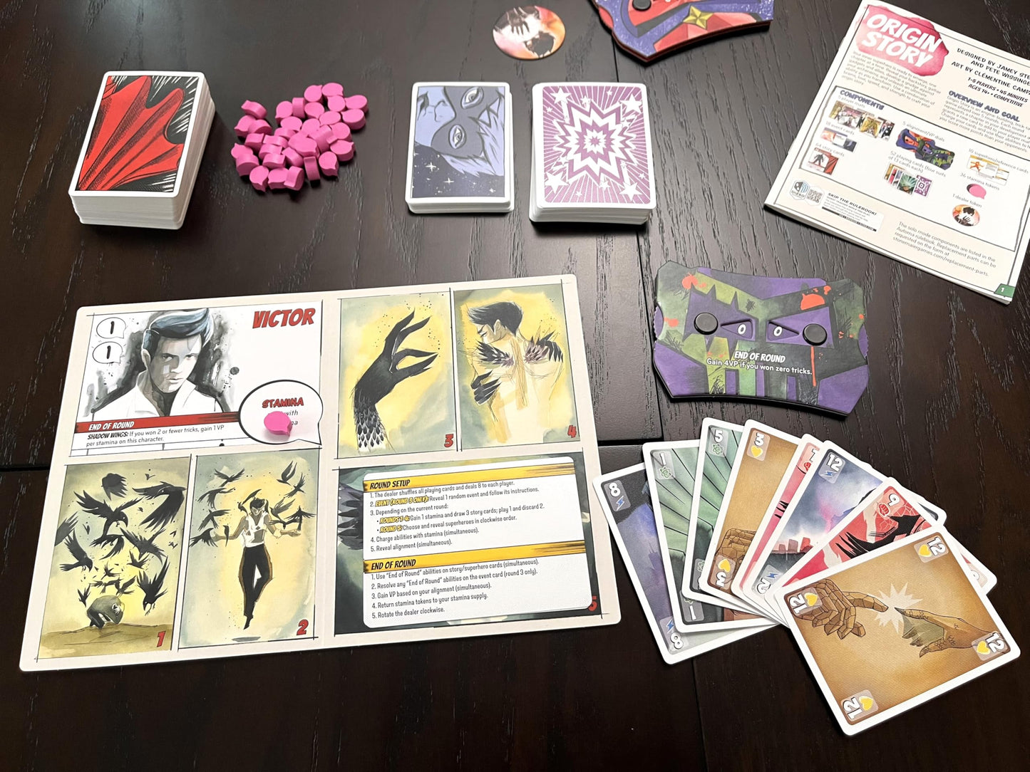 Stonemaier Games: Origin Story by Jamey Stegmaier & Pete Wessinger | A Trick-Taking Strategy Board Game About Creating Superheroes or Supervillains