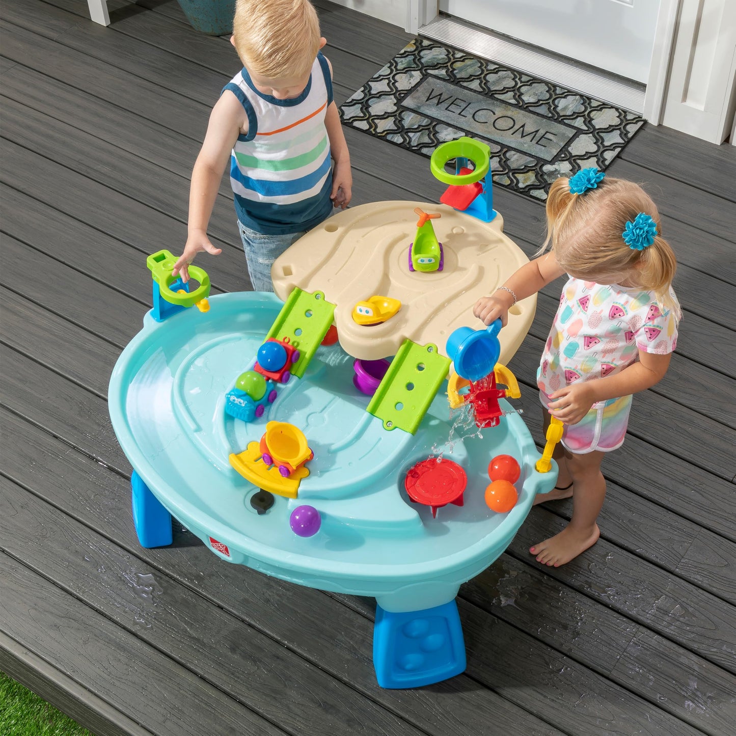 Step2 Ball Buddies Adventure Center Water Table for Kids, Indoor and Outdoor Kids Water Sensory Table Pool, Ages 1.5+ Years Old, 23 Piece Water Toy