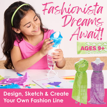 Creativity for Kids Designed by You Fashion Studio: DIY Fashion Designer Craft Kit for Girls, Dress Design Toy & Sewing Set for Kids, Gifts and Toys