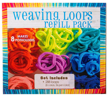 Hapinest Loom Bands Kit Potholder Weaving Loom Refill Loops, Loom Knitting Kit for Kids, Makes 8 Pot Holders 288 Loom Loops in 8 Colors, Potholder