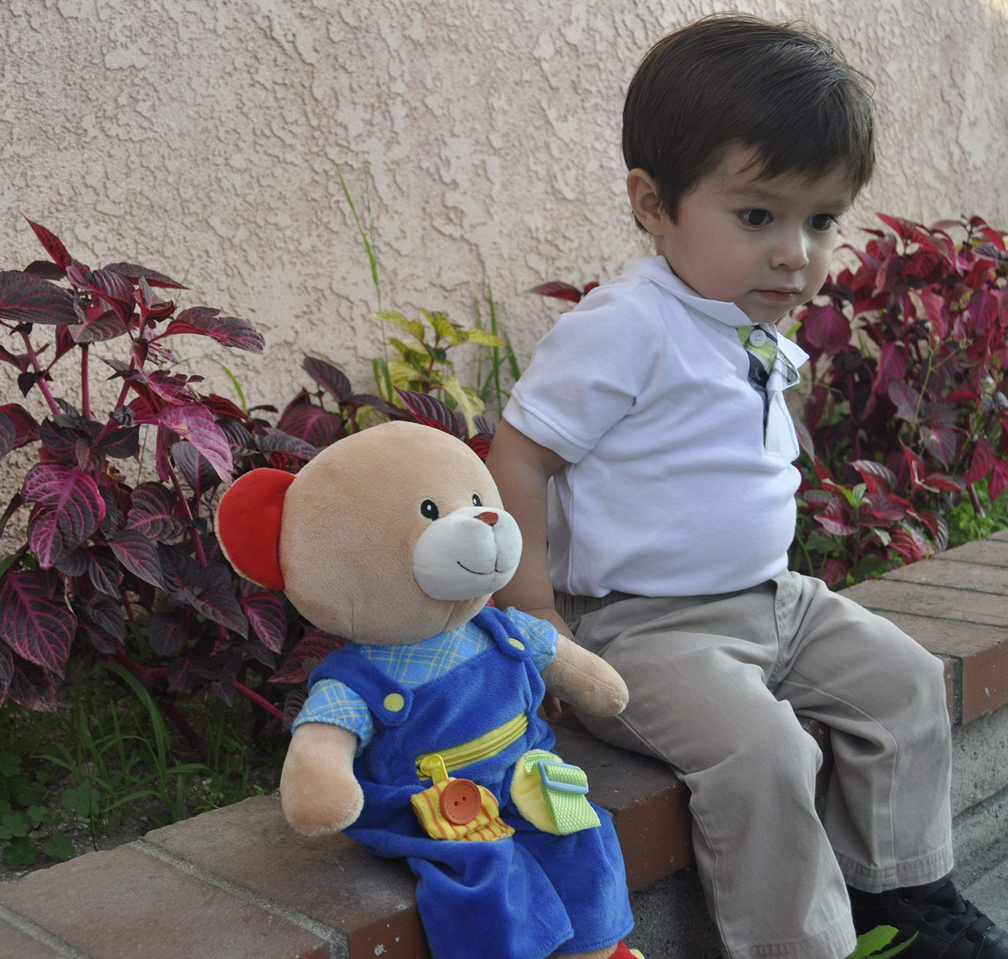 Linzy Plush 16" Educational Teddy Bear, Adorable Plush Bear Comes with clad,a Removable Outfit Packed with Closures-Perfect for Testing a Little One's
