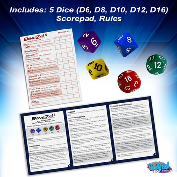 Buddypalgames Bone-Zai5 High-Scoring Family Dice Game | Fun Game with 5 Different RPG Dice, Exciting Categories, Risk and Reward. | Perfect