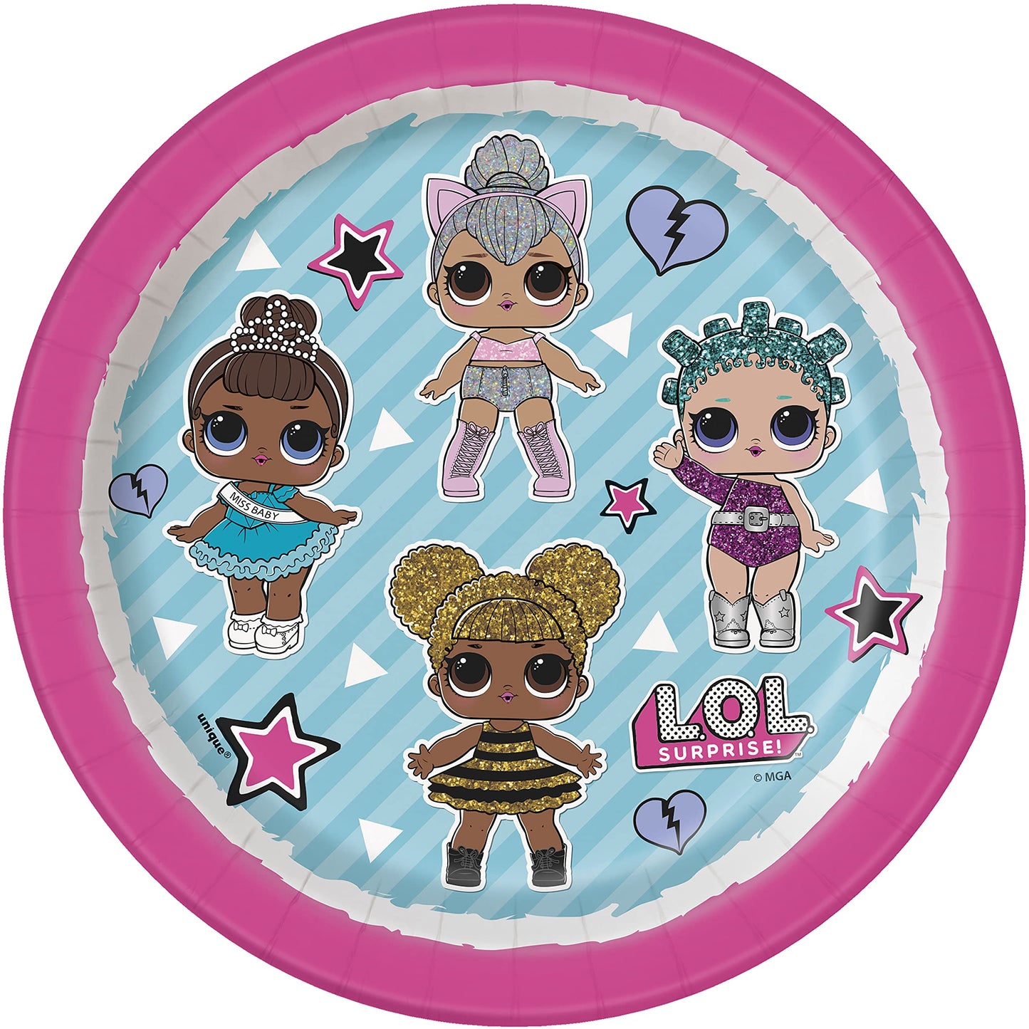 Multicolor LOL Surprise Round Paper Dessert Plates - 7" (8 Count) | Disposable & Eco-Friendly, Perfect for Kids Birthdays & Celebrations
