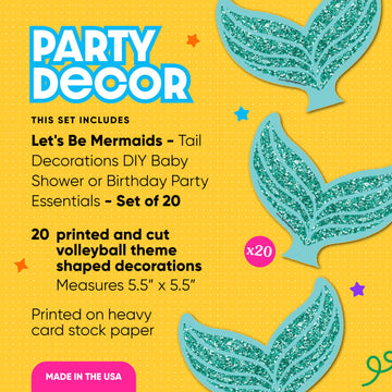 Big Dot of Happiness Let's Be Mermaids - Tail Decorations DIY Baby Shower or Birthday Party Essentials - Set of 20