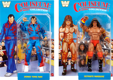 Mattel WWE Coliseum Collection Action Figure 2-Pack, Set with Ultimate Warrior & Honky Tonk Man 6-inch Collectibles & Accessories Including Swappable