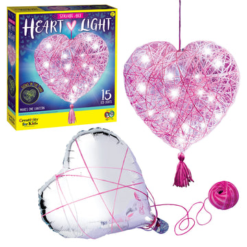 Creativity for Kids String Art Heart Light Kit | Create a Glowing Heart Lantern with Easy String Art | Relaxing DIY Craft & Mindful Activity for Kids
